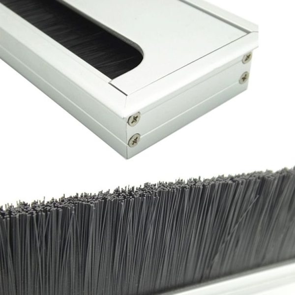 8x16cm Desk Dustproof Aluminum Wire Box Threading Box with Brush - Image 3