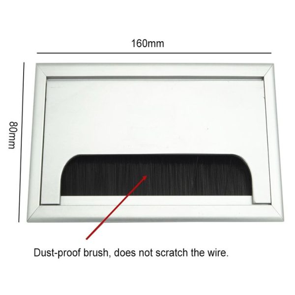 8x16cm Desk Dustproof Aluminum Wire Box Threading Box with Brush - Image 4