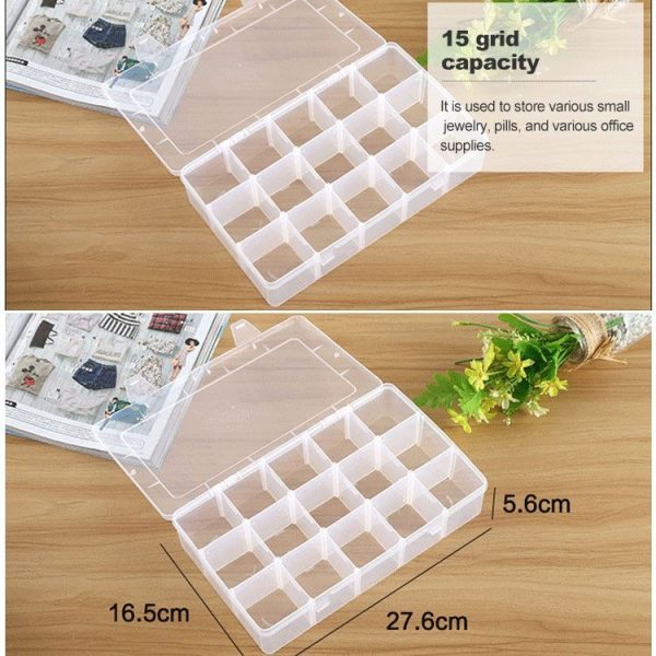 Removable Grid Compartment Plastic Box Organizerfor Jewelry Earring Fishing Hook Small Accessories, Size: Large, 15 Slots - Image 5