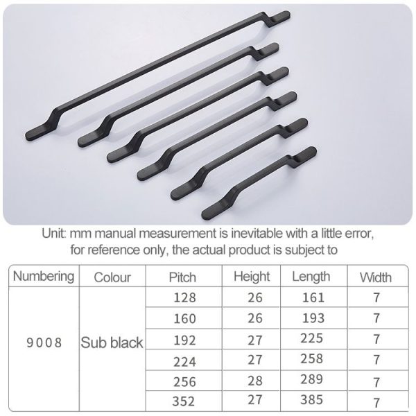 2 PCS 9008_224 Simple Black Drawer Cabinet Handle - Image 6