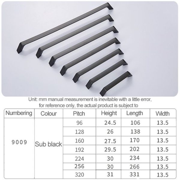 2 PCS 9009_224 Simple Black Drawer Cabinet Handle - Image 6