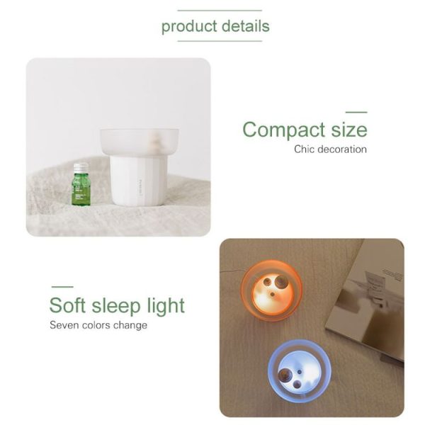 DC 5V 1A Columnar Household Quiet Fog Volume Desktop Air Humidifier Aromatherapy Machine with Colorful Lights, Capacity: 200mL (Pink) - Image 3