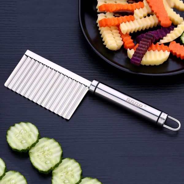 SSGP Stainless Steel Potato Wavy Edged Cutter Knife Potato Slicer, Length: 22.5cm - Image 2
