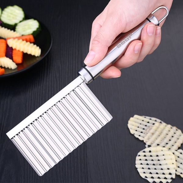 SSGP Stainless Steel Potato Wavy Edged Cutter Knife Potato Slicer, Length: 22.5cm - Image 6