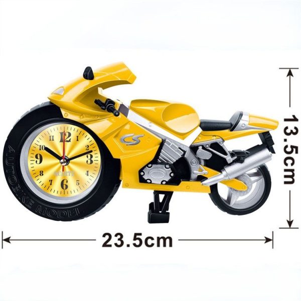 Creative Artistic Motorcycle Alarm Clock Desk Clock Model for Household Shelf Decorations (Yellow) - Image 2