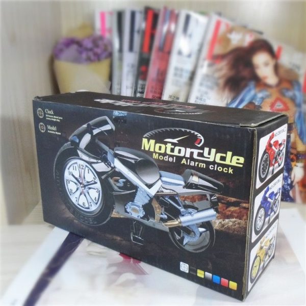 Creative Artistic Motorcycle Alarm Clock Desk Clock Model for Household Shelf Decorations (Yellow) - Image 5