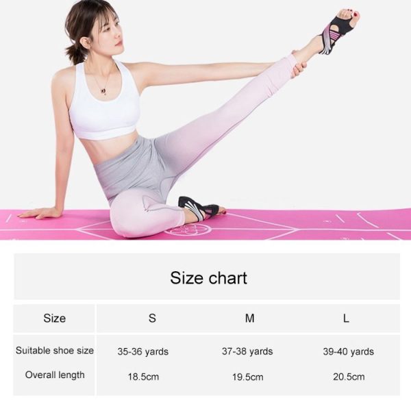 1 Pair Anti-Slip Yoga Socks Toeless Pilates Socks Ballet Yoga Pilates Barre Shoes for Women, 235-240mm Foot Length (Green) - Image 10