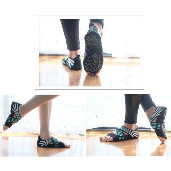 1 Pair Anti-Slip Yoga Socks Toeless Pilates Socks Ballet Yoga Pilates Barre Shoes for Women, 235-240mm Foot Length (Green) - Image 4