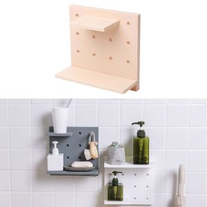 Plastic Board Living Room Bathroom Kitchen Wall Decoration Storage Shelf (Beige)
