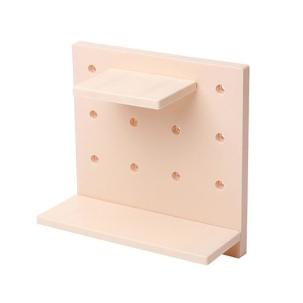 Plastic Board Living Room Bathroom Kitchen Wall Decoration Storage Shelf (Beige) - Image 2