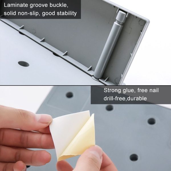 Plastic Board Living Room Bathroom Kitchen Wall Decoration Storage Shelf (Beige) - Image 4