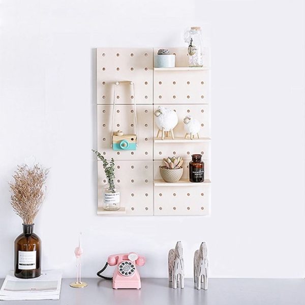 Plastic Board Living Room Bathroom Kitchen Wall Decoration Storage Shelf (Beige) - Image 7