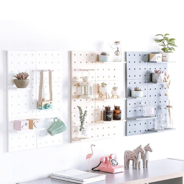 Plastic Board Living Room Bathroom Kitchen Wall Decoration Storage Shelf (Beige) - Image 8