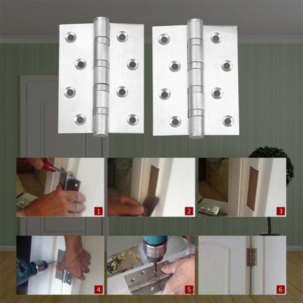 2 PCS Thick Stainless Steel Flat Hinges Home Cabinet Door Hinge, Size: 100x75mm - Image 7