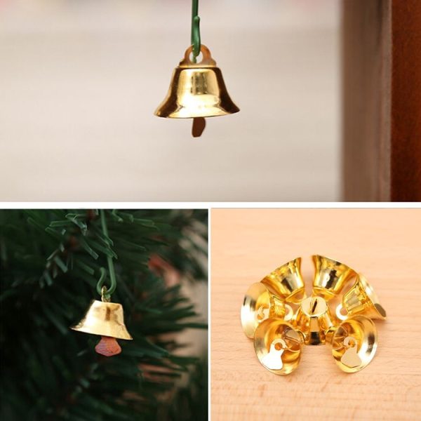 10 in 1 Christmas Decorating Christmas Tree Small Bells Decoration Supplies, Size: 2*2cm (Gold)