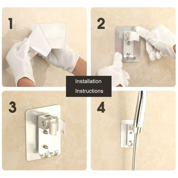 Space Aluminium Showerhead Holder Traceless Adjustable Bath Shower Bracket - Image 10