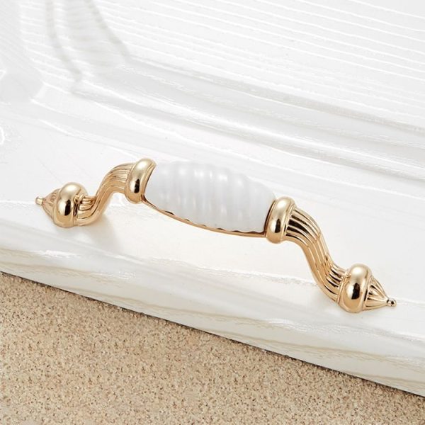 3 PCS 5003-96 Gold Imitated Zinc Alloy Ceramic Handle for Cabinet Wardrobe Drawer Door, Hole Spacing: 96mm - Image 2