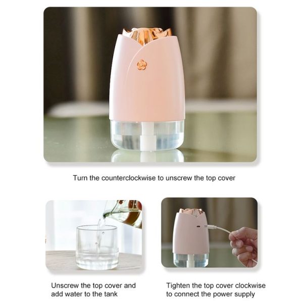 WT-H19 Rose Atomizing Humidifier with Colorful Night Lights, Water Tank Capacity: 230mL (Pink) - Image 4