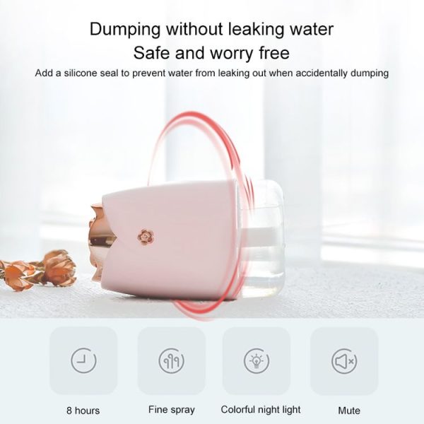 WT-H19 Rose Atomizing Humidifier with Colorful Night Lights, Water Tank Capacity: 230mL (Pink) - Image 8