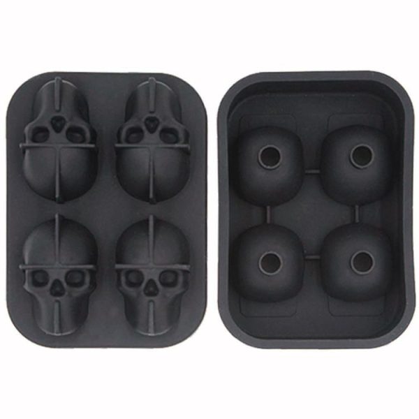 Halloween 3D Skull Head Ice Cube Mold Home Bar Silicone 4 Lattice Ice Cube Biscuit Cake Chocolate Maker Moulds - Image 3
