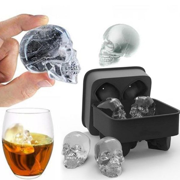 Halloween 3D Skull Head Ice Cube Mold Home Bar Silicone 4 Lattice Ice Cube Biscuit Cake Chocolate Maker Moulds - Image 5