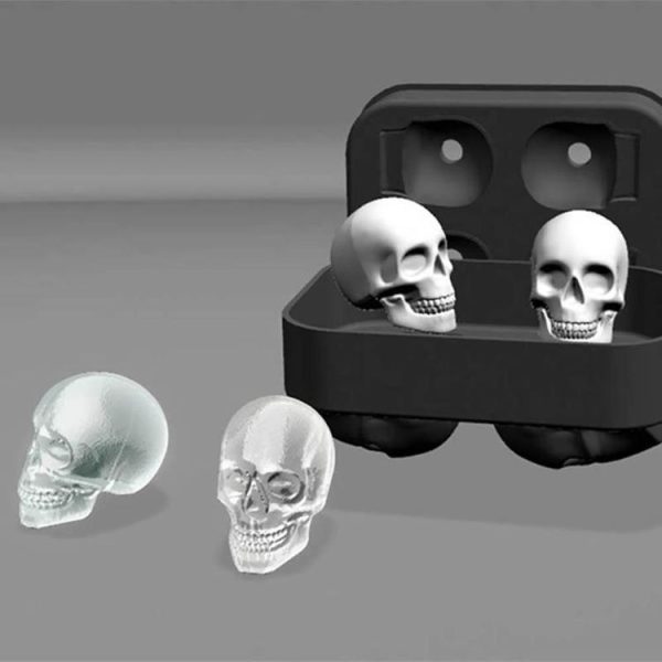 Halloween 3D Skull Head Ice Cube Mold Home Bar Silicone 4 Lattice Ice Cube Biscuit Cake Chocolate Maker Moulds - Image 7