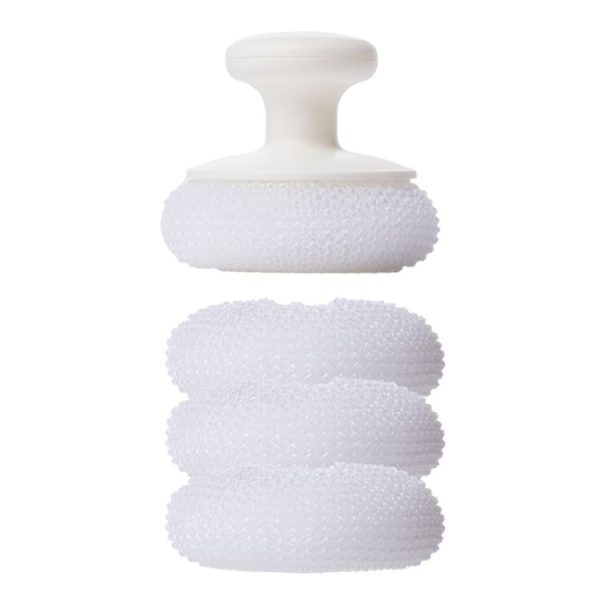 Original Xiaomi Youpin jordan &judy PP Handle Carbon Fiber Cleaning Brush Washing Pot Brush Kitchen Tool Kit with 3PCS Replacement Brush Head (White) - Image 2