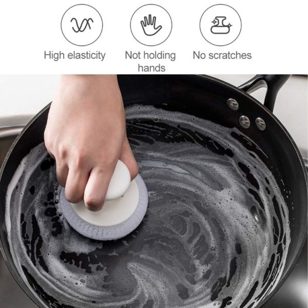 Original Xiaomi Youpin jordan &judy PP Handle Carbon Fiber Cleaning Brush Washing Pot Brush Kitchen Tool Kit with 3PCS Replacement Brush Head (White) - Image 3