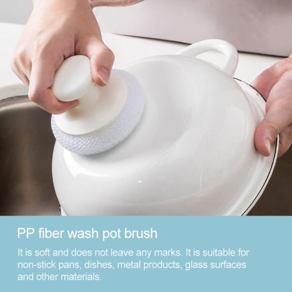 Original Xiaomi Youpin jordan &judy PP Handle Carbon Fiber Cleaning Brush Washing Pot Brush Kitchen Tool Kit with 3PCS Replacement Brush Head (White) - Image 4