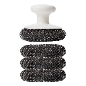 Original Xiaomi Youpin jordan & judy PP Handle Stainless Steel Ball Cleaning Brush Washing Pot Brush Kitchen Tool Kit with 3PCS Replacement Brush Head