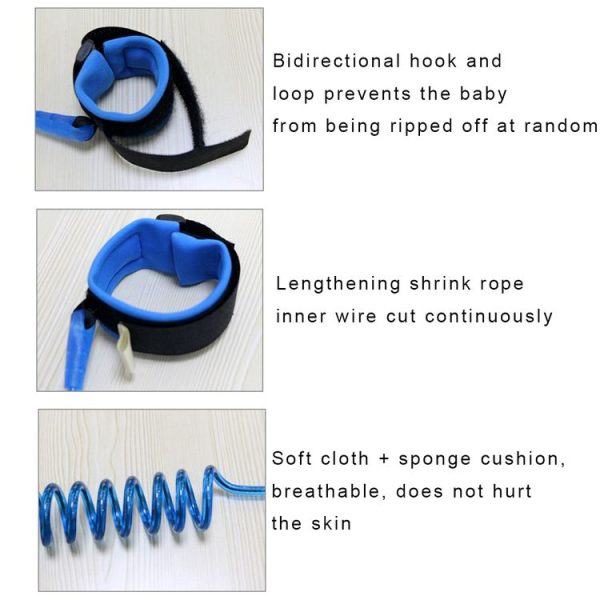 Kids Safety Harness Child Leash Anti Lost Wrist Link Traction Rope Anti Lost Bracelet, Length: 1.5m (Blue) - Image 4