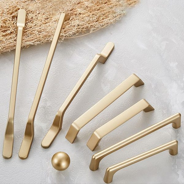 9009-224 Modern Simple Cabinet Door Handle Drawer Wardrobe Zinc Alloy Handle (Gold) - Image 6