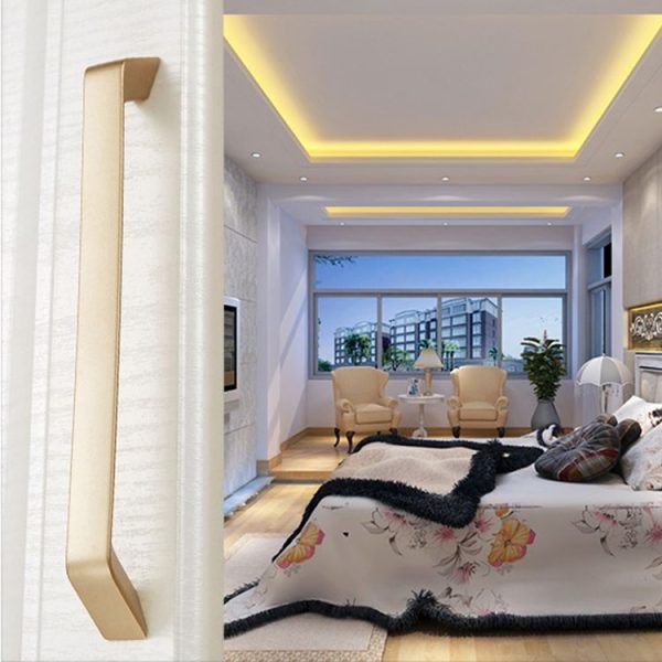9009-224 Modern Simple Cabinet Door Handle Drawer Wardrobe Zinc Alloy Handle (Gold) - Image 7