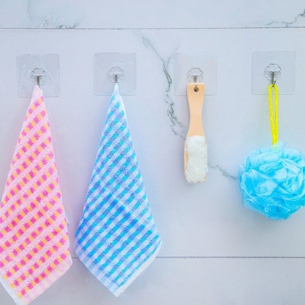 10pcs PVC + Stainless Steel Thin Plum Shape Seamless Adhesive Hook Waterproof Transparent Strong Stick Hook Kitchen Wall Mount - Image 6