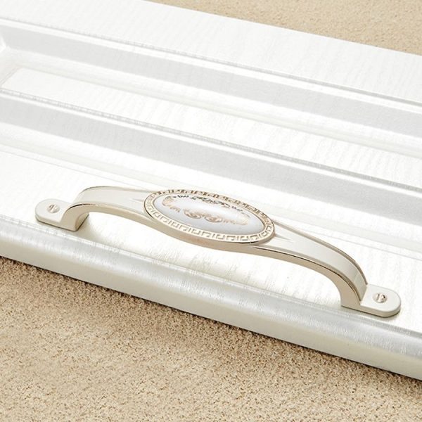 3 PCS 5008-128 Ivory White Classical Gold Cabinet Drawer Zinc Alloy Ivory White Jade Handle - Image 2