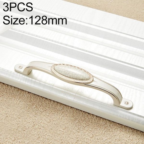 3 PCS 5008-128 Ivory White Crack Cabinet Drawer Zinc Alloy Ivory White Jade Handle