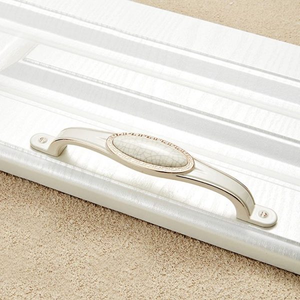 3 PCS 5008-128 Ivory White Crack Cabinet Drawer Zinc Alloy Ivory White Jade Handle - Image 2