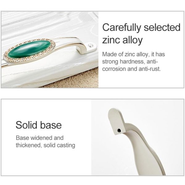 3 PCS 5008-128 Ivory White Crack Cabinet Drawer Zinc Alloy Ivory White Jade Handle - Image 3