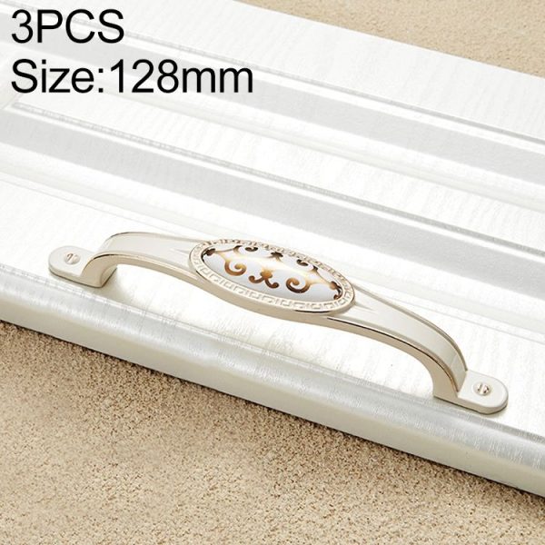 3 PCS 5008-128 Ivory White Cross Gold Cabinet Drawer Zinc Alloy Ivory White Jade Handle