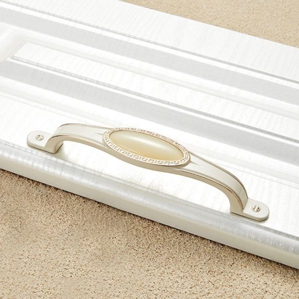 3 PCS 5008-128 Ivory White Beige Jade Cabinet Drawer Zinc Alloy Ivory White Jade Handle - Image 2