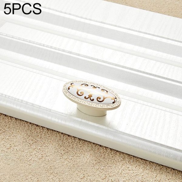5 PCS 5008-single Ivory White Cross Gold Cabinet Drawer Zinc Alloy Ivory White Jade Handle