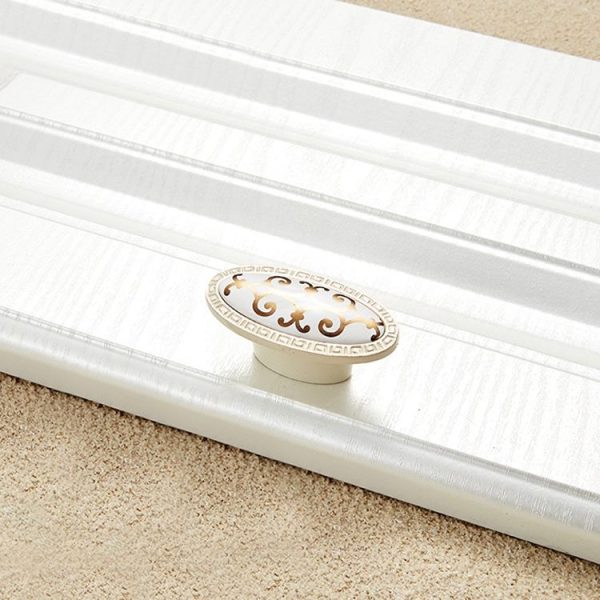 5 PCS 5008-single Ivory White Cross Gold Cabinet Drawer Zinc Alloy Ivory White Jade Handle - Image 2