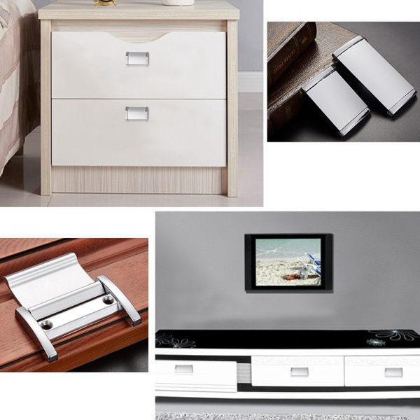 5 PCS 1051C-64 Silver Drawer Cabinet Door Zinc Aluminum Alloy Invisible Covered Button Flat Handle - Image 4