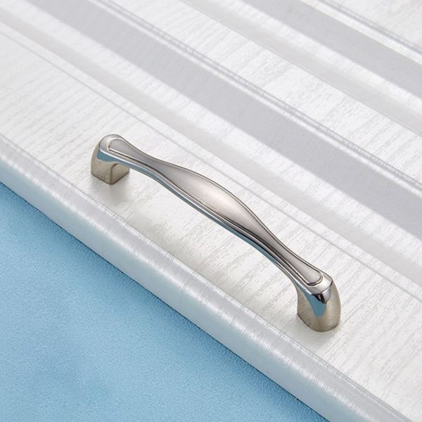 5 PCS 4092-96 Double White Drawer Cabinet Door Silver Black Handle - Image 2