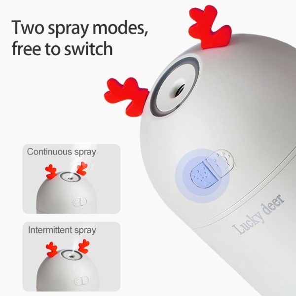 Lucky Deer Shape Large Capacity 400ml LED Humidifier Automatic Alcohol Sprayer (Pink) - Image 3