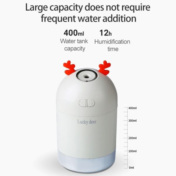 Lucky Deer Shape Large Capacity 400ml LED Humidifier Automatic Alcohol Sprayer (Pink) - Image 4