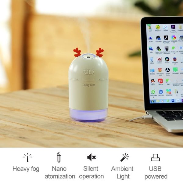 Lucky Deer Shape Large Capacity 400ml LED Humidifier Automatic Alcohol Sprayer (Pink) - Image 5