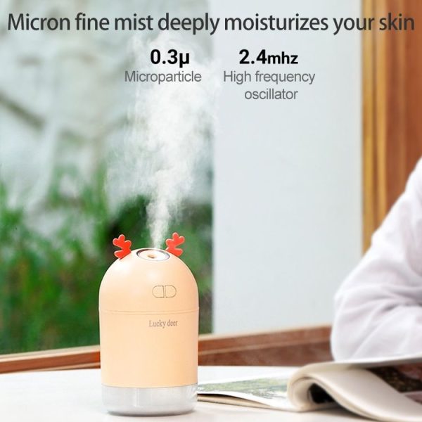 Lucky Deer Shape Large Capacity 400ml LED Humidifier Automatic Alcohol Sprayer (Pink) - Image 6