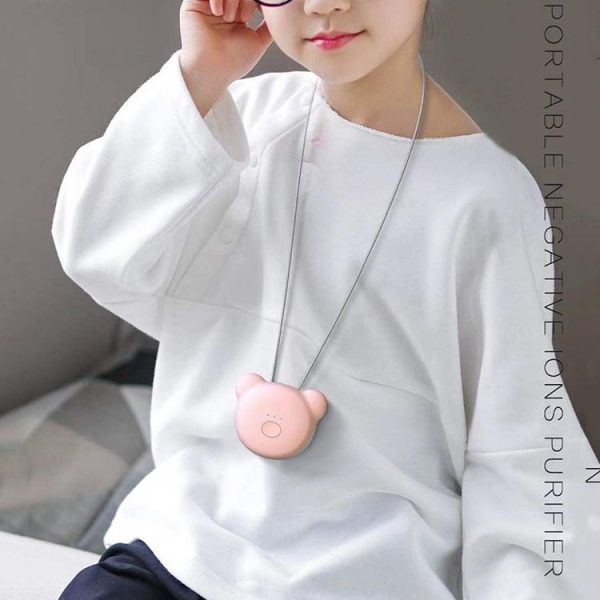 Mini Bear Style Neck Formaldehyde Negative Ion PM2.5 Removal Air Purifier for Kids (Pink) - Image 3