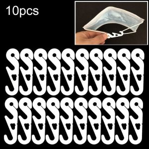 10 PCS Extension Adjustable Anti-Slip S Hook Ear Loops Retainer for Face Mask (White)